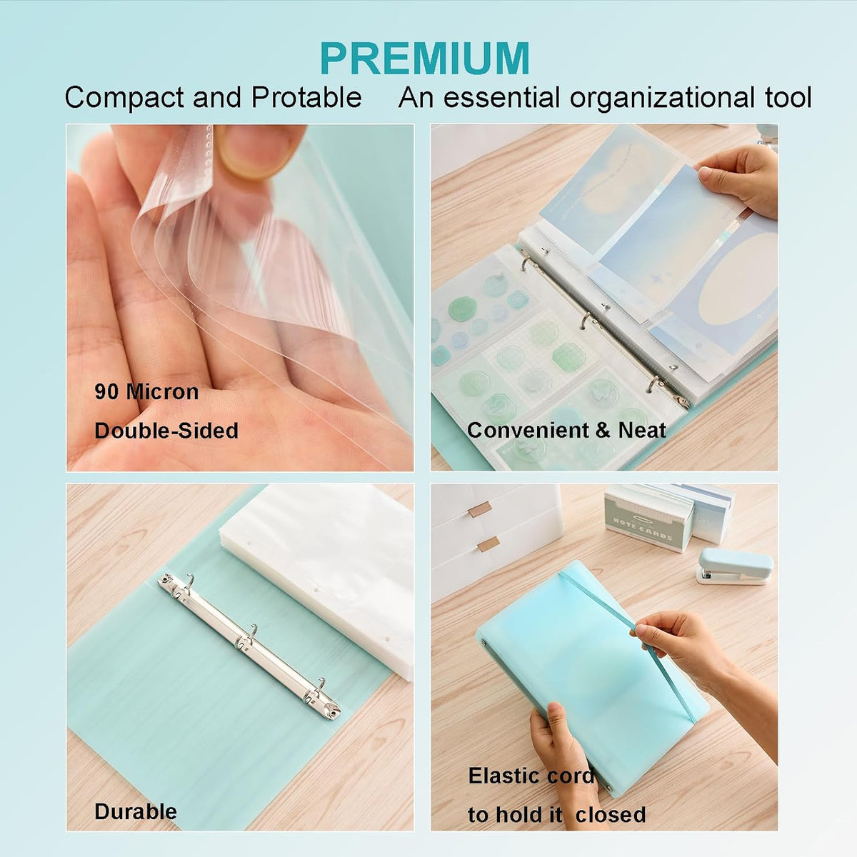 3×5” index card Binder organizer with 3-Pocket Double-Sided Sleeves