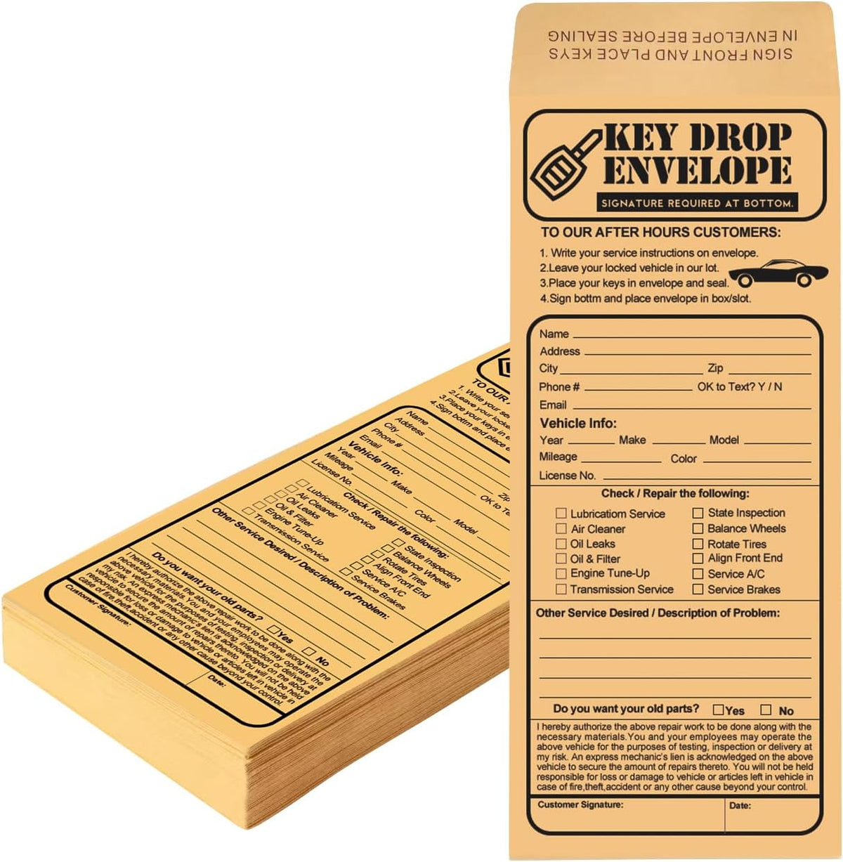 100 Pack Heavyweight Key Transfer Envelopes – Secure Adhesive Mailers for Auto Services