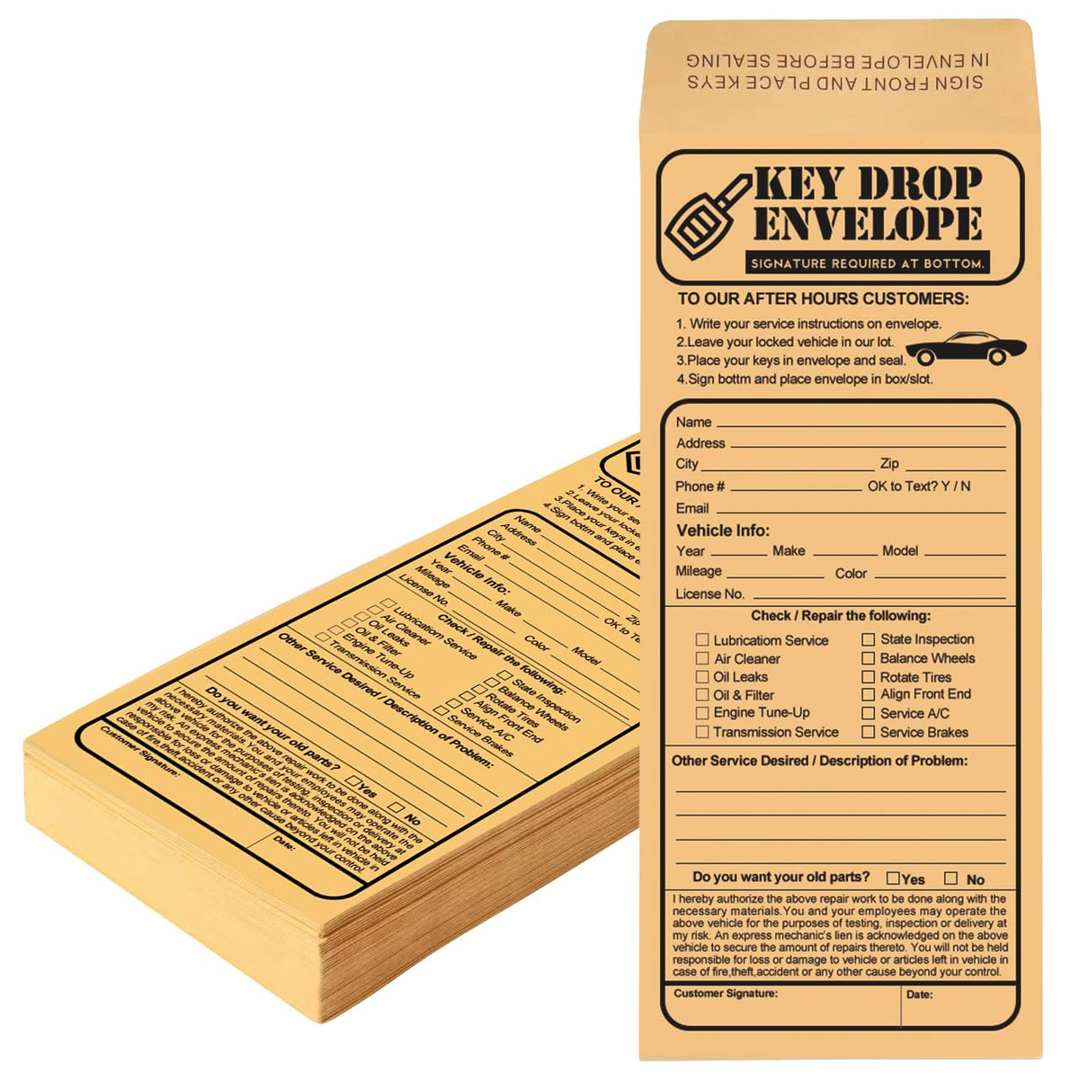 100 Pack Heavyweight Key Transfer Envelopes – Secure Adhesive Mailers for Auto Services