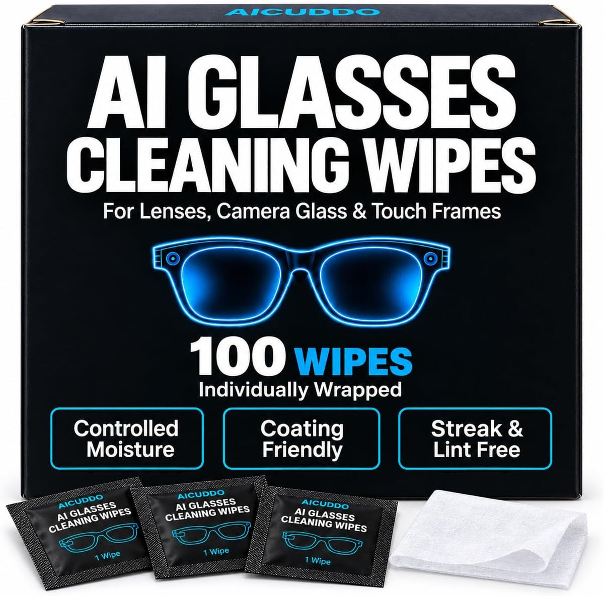 AI Glasses Cleaning Wipes for Ray-Ban Meta Gen 2/1, Smart Glasses Cleaner