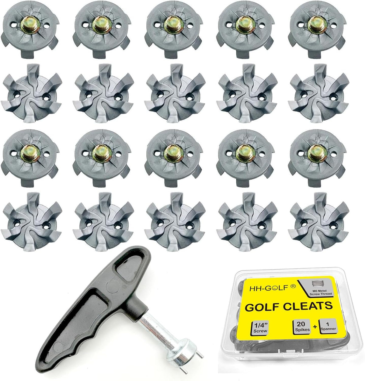 21 Pcs Golf Shoe Spikes Replacements Set with 20 Cleats and 1 Spanner