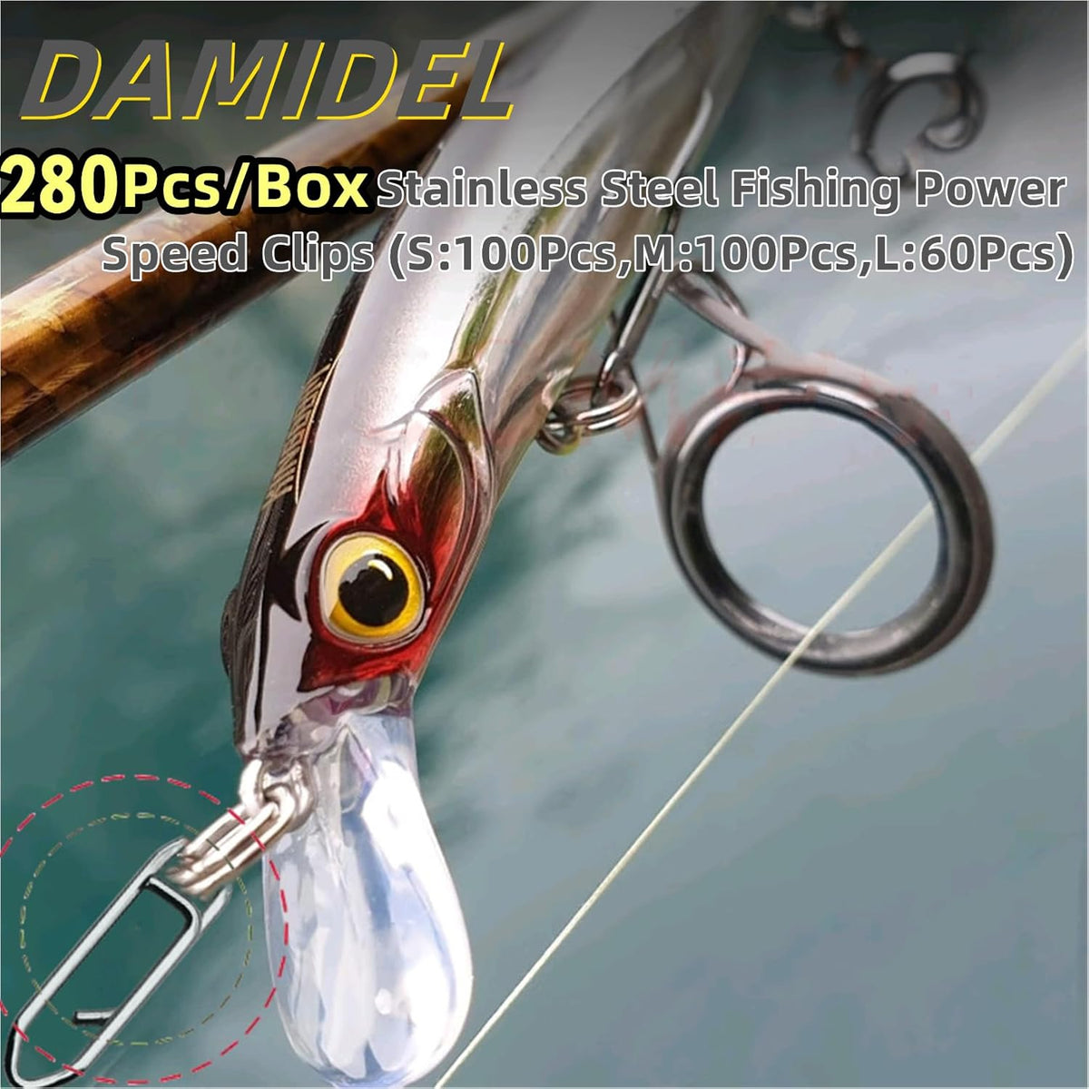 280Pcs/Box Stainless Steel Fishing Power Speed Clips (SS:100Pcs,S:100Pcs,M:60Pcs