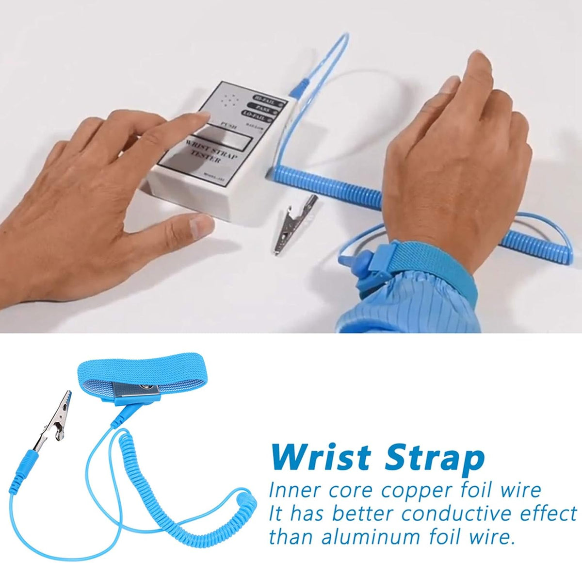 10Pcs PU Anti Static Wrist Strap, Adjustable Strap Anti Shock Wristband Bracelet