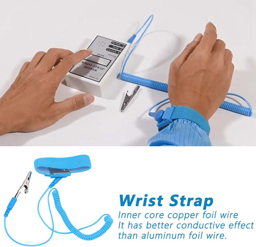 10Pcs PU Anti Static Wrist Strap, Adjustable Strap Anti Shock Wristband Bracelet