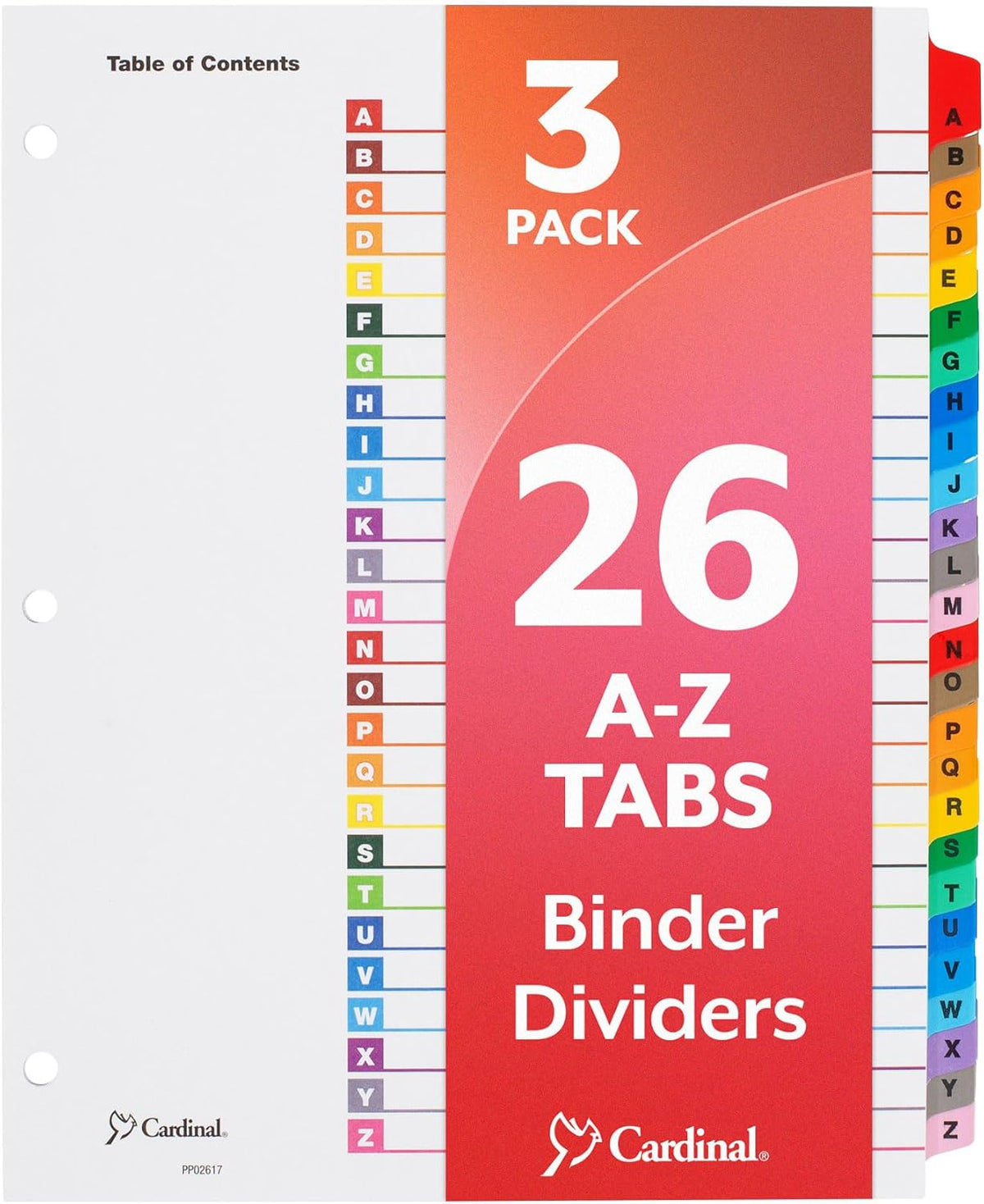 Cardinal Binder Dividers, A-Z Tabs, 3 Pack, Customizable Table of Contents Page