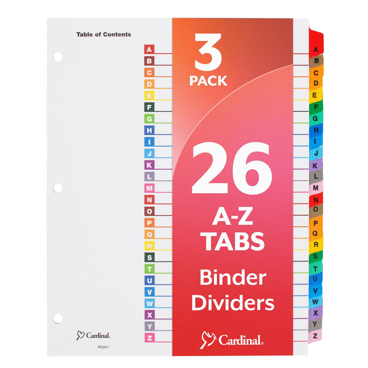 Cardinal Binder Dividers, A-Z Tabs, 3 Pack, Customizable Table of Contents Page
