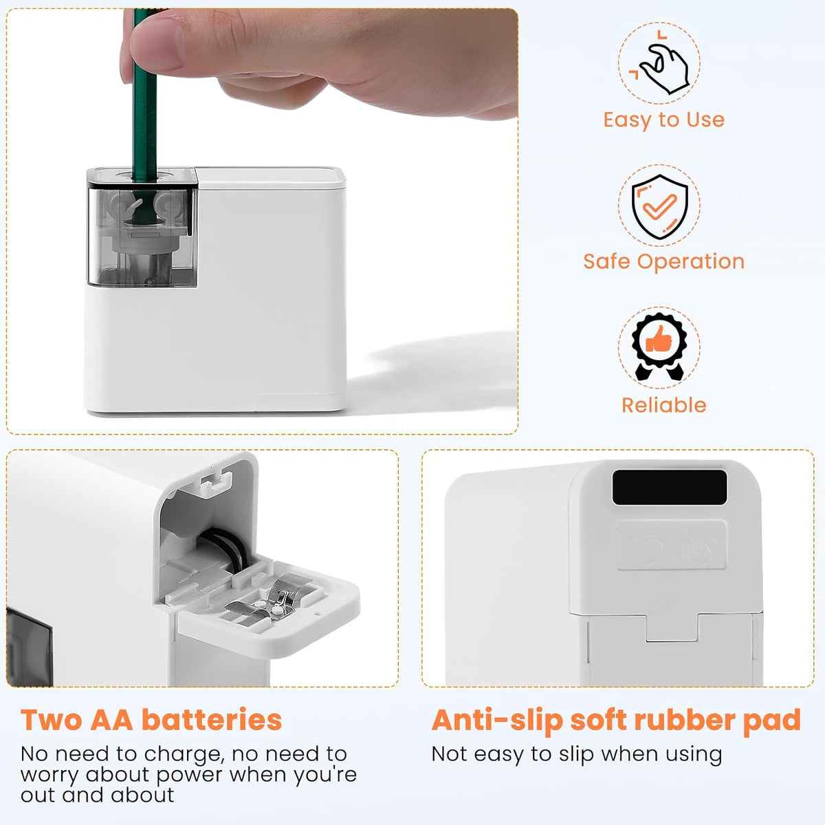 Electric Pencil Sharpener with Battery, Battery Powered