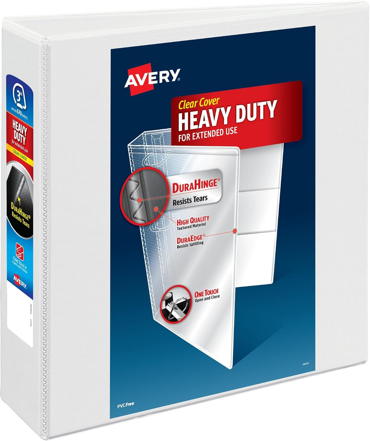 Avery Heavy-Duty View 3 Ring Binder, 3" EZD Rings, 1 White Binder