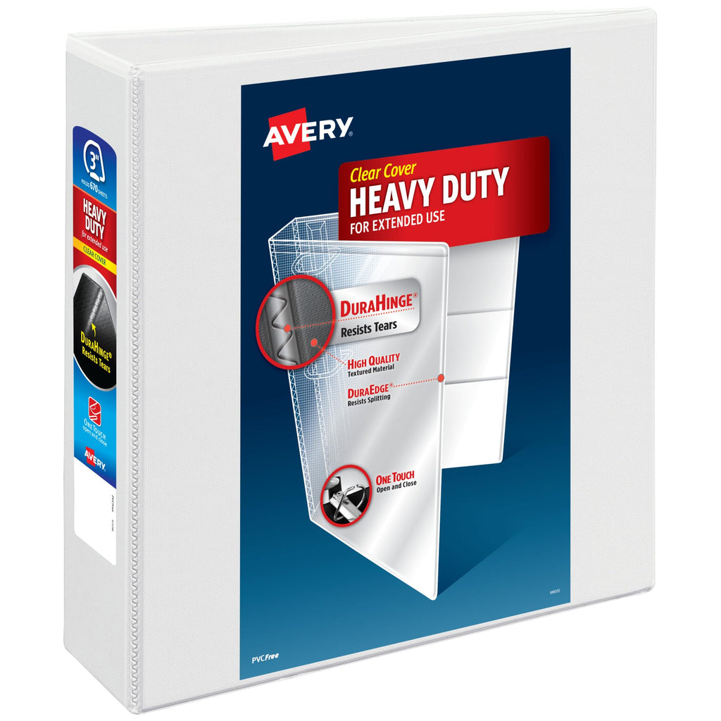 Avery Heavy-Duty View 3 Ring Binder, 3" EZD Rings, 1 White Binder