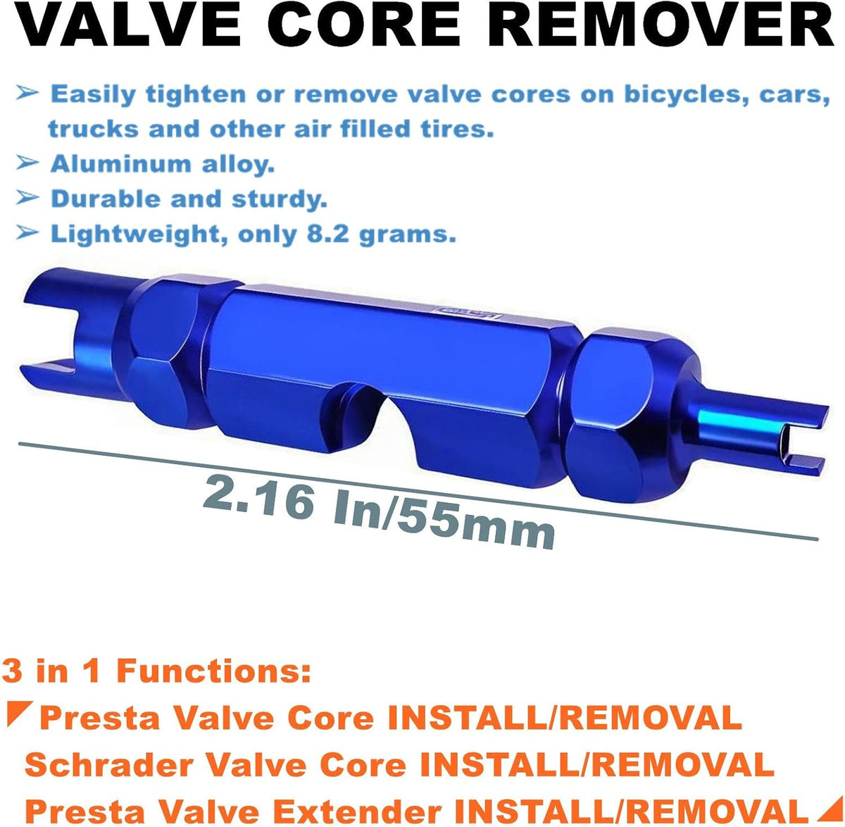 20 PCS Presta Valve Core with Valve Core Remover Tool and Valve Caps Kit