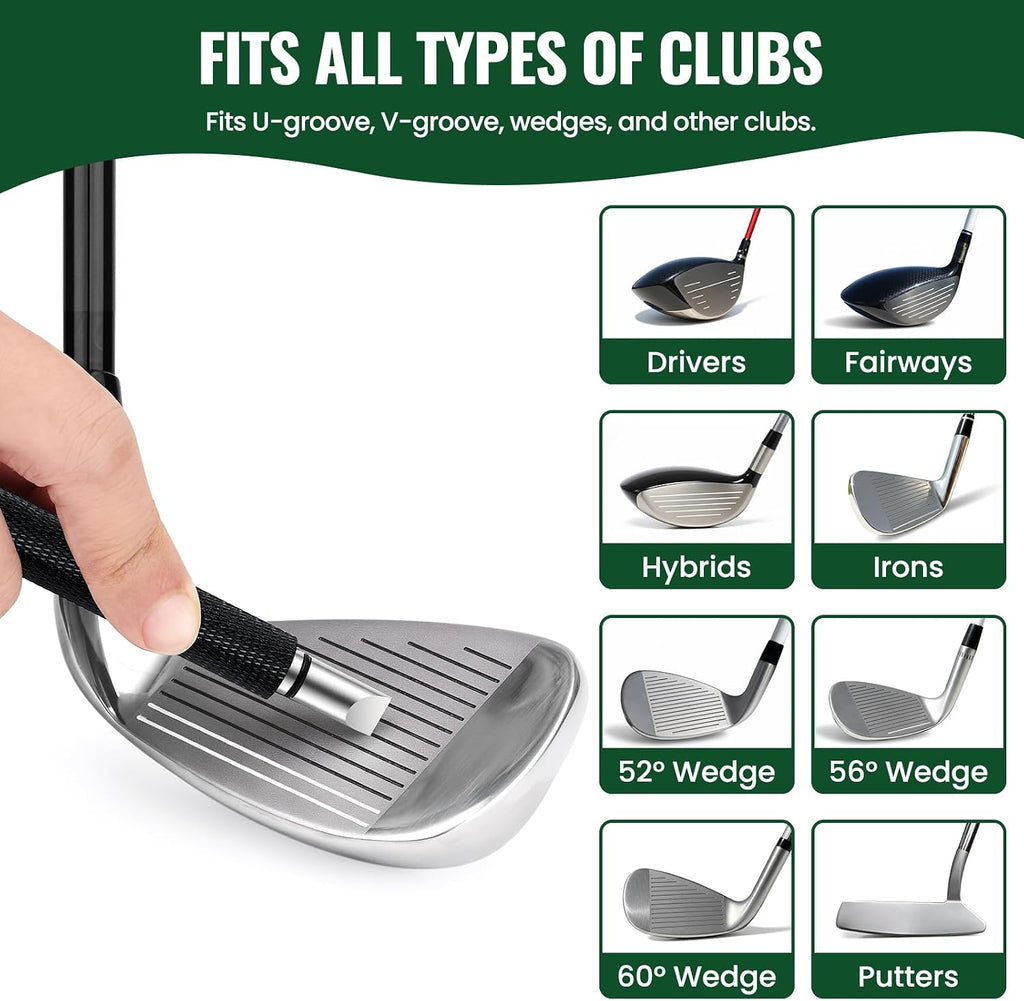 Golf Club Brush Cleaner with Golf Groove Sharpener Tool, 3 Replacement Brush Heads