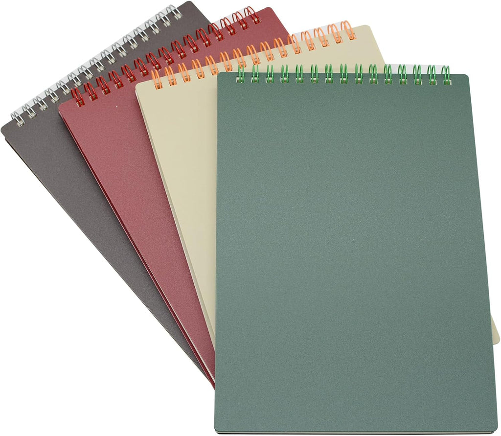 Yansanido Top Bound Spiral Notebook, 4 Pcs 4 Color A5 Size Thick Plastic Hardcover 7mm