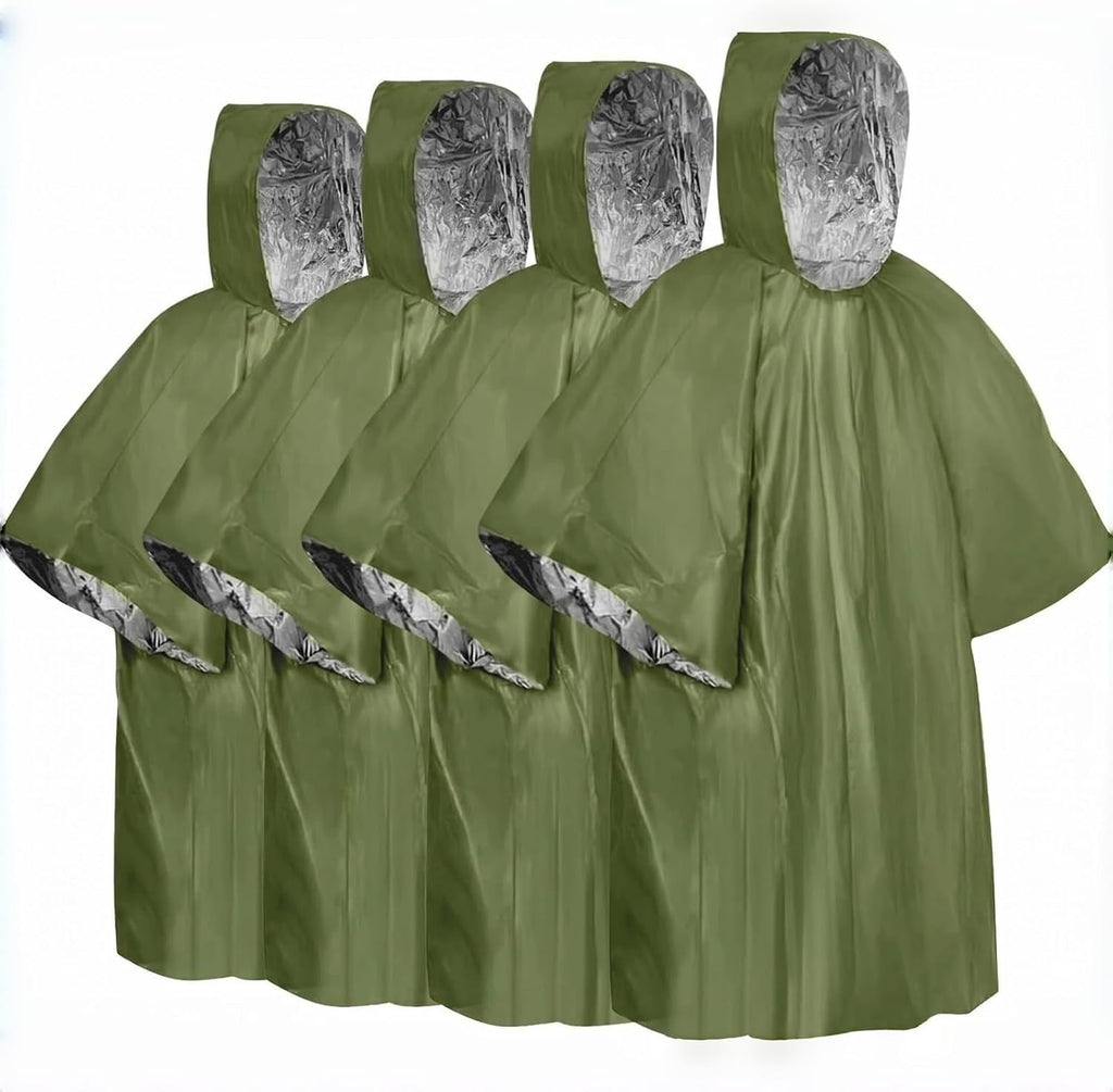 Emergency Poncho with Mylar Blanket Liner for Survival Gear, Waterproof