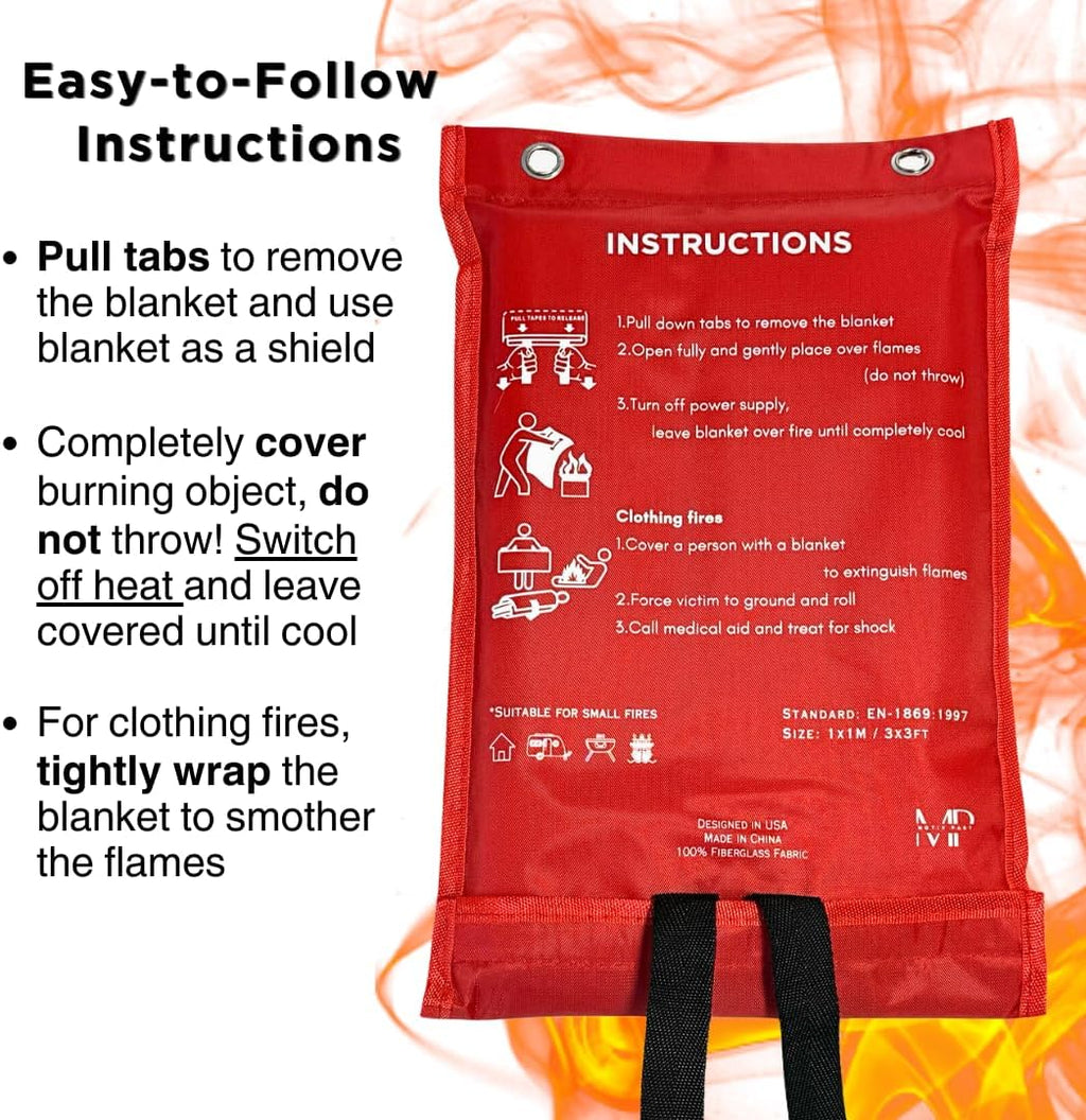 1X Fire Blanket for Home Safety Emergency for Kitchen Fiberglass Fire Blankets Fireproof