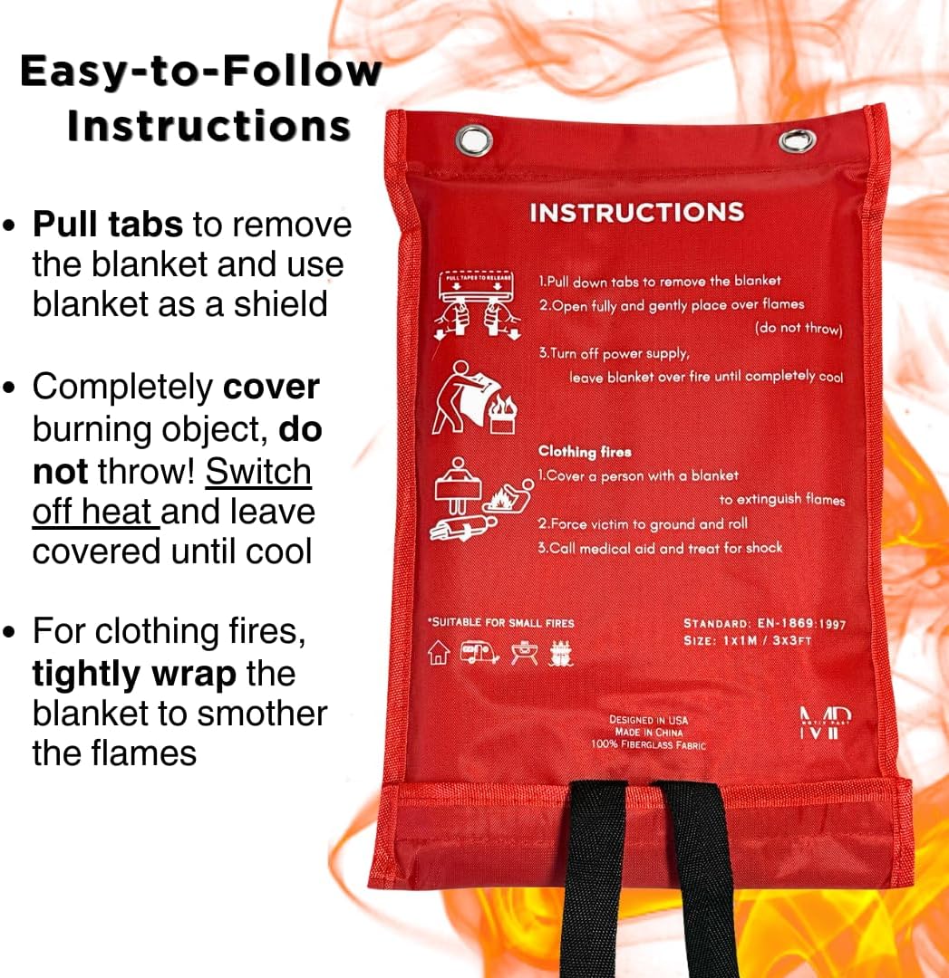 1X Fire Blanket for Home Safety Emergency for Kitchen Fiberglass Fire Blankets Fireproof