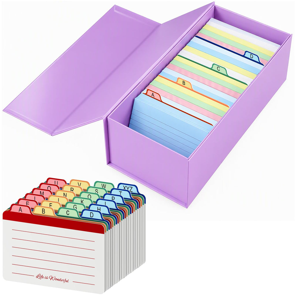 Uniclife 3x5 Index Card Holder with A-Z Tab Dividers, 1500 Card Capacity