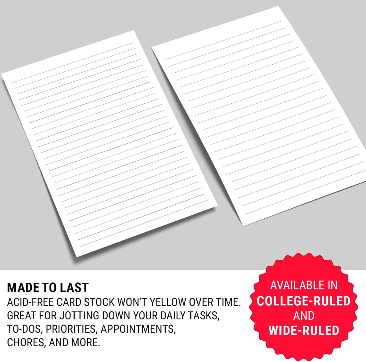 321Done Lined Notepad, Half Letter 5.5x8.5, Tear-Off Sheets, College Ruled
