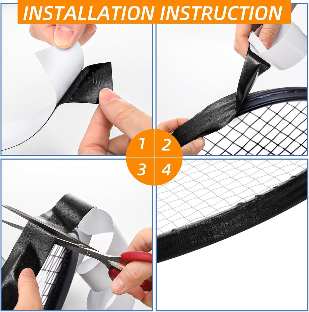 2 Pieces Racket Head Protection Tape, Black Racket Edge Guard