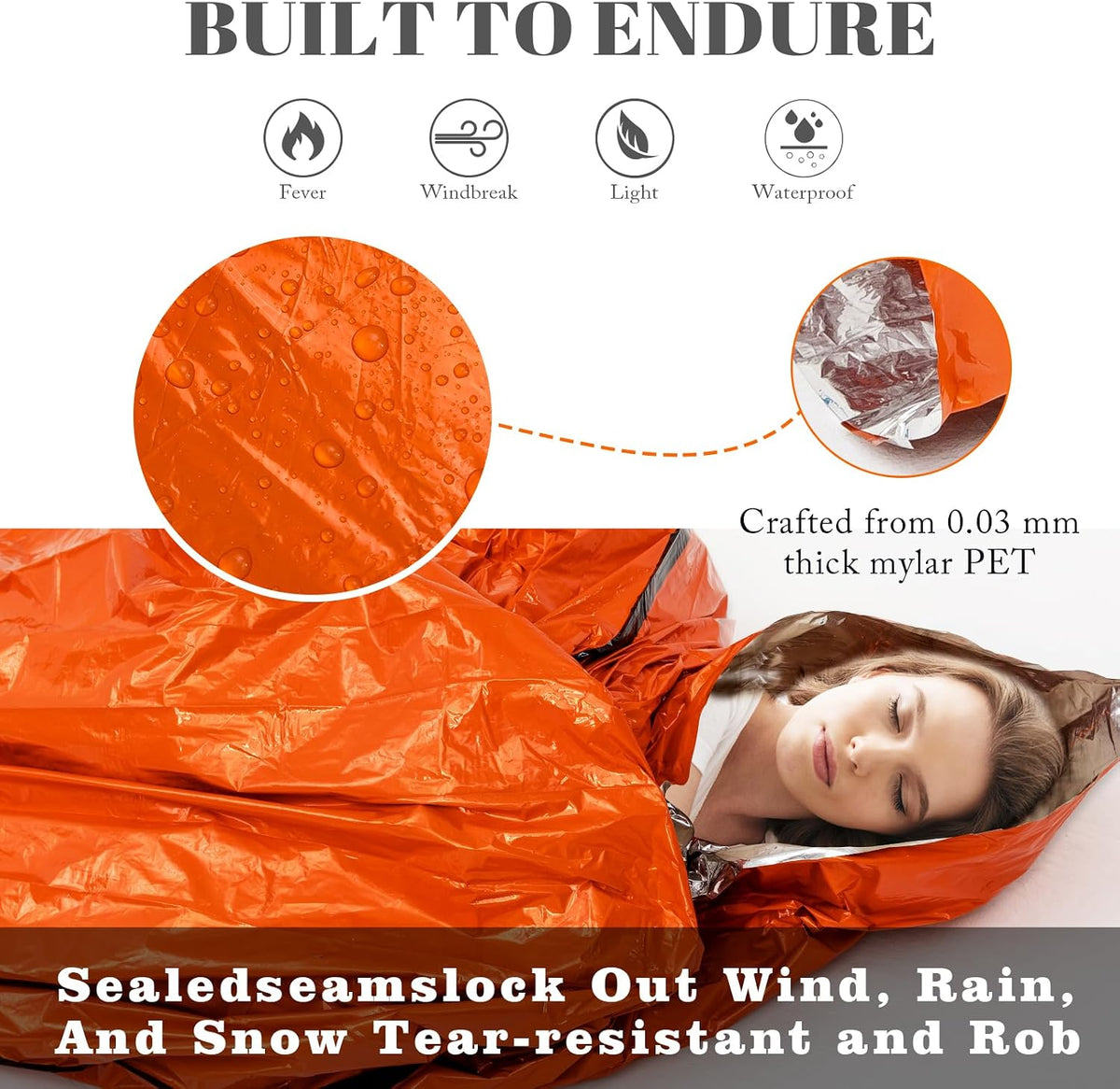 ANLOKE Emergency Sleeping Bags (2-Pack) Survival Sleeping Bag - Portable Thermal Sleeping
