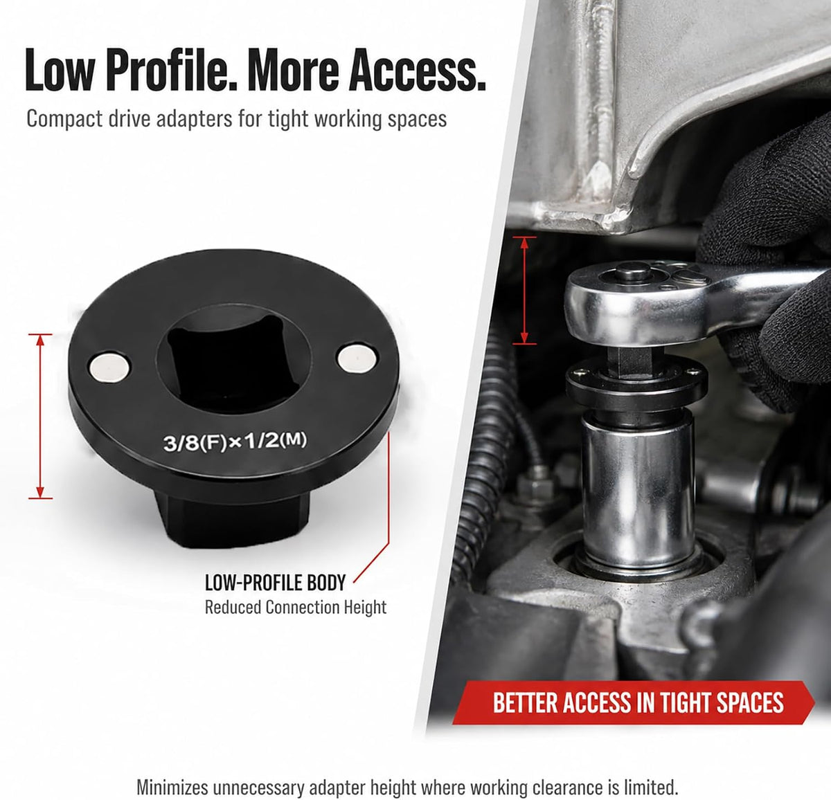 4-Piece Magnetic Low Profile Impact Socket Adapter Set