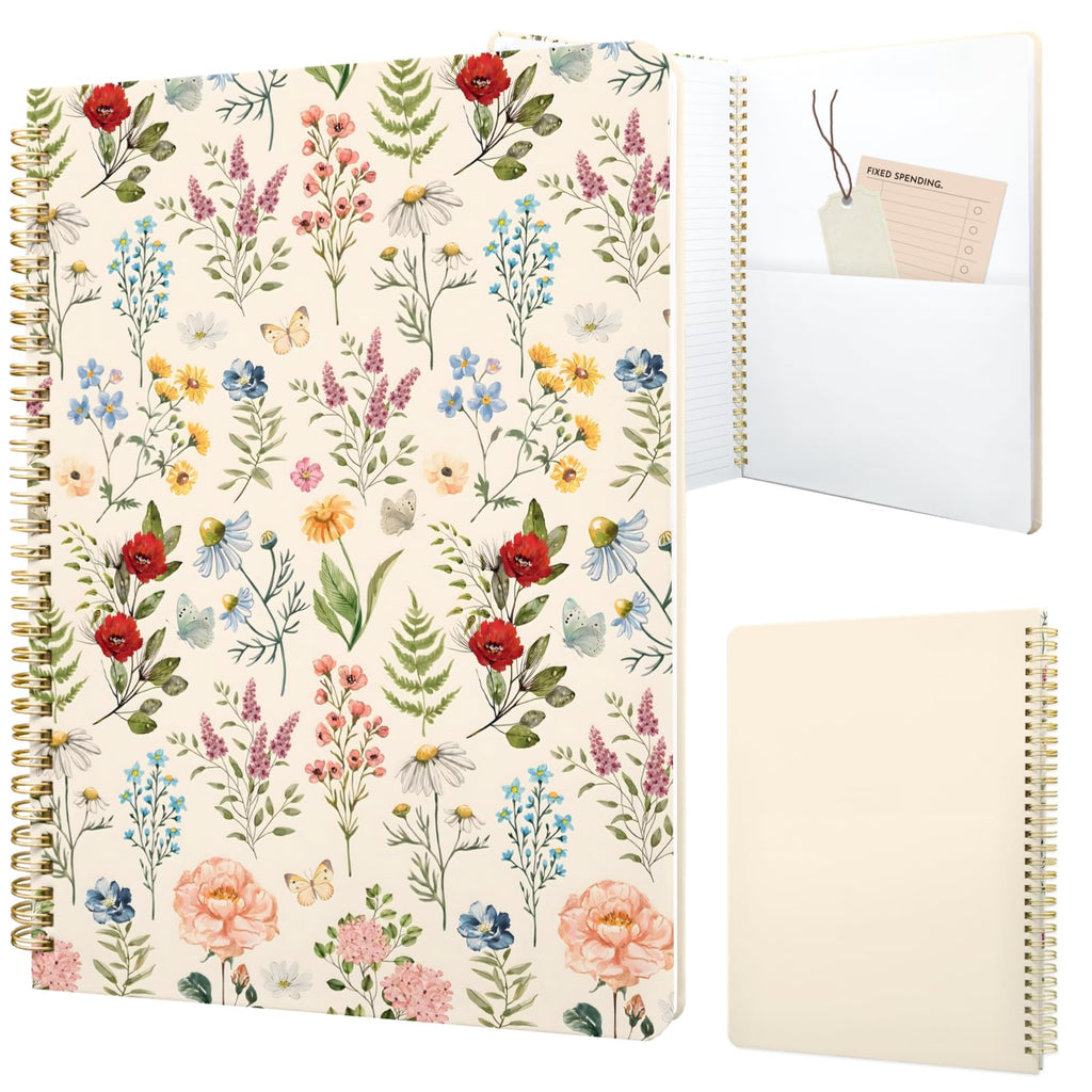 Cute Spiral Notebook 8.5 x 11 Graph Paper Journal A4, Plant Flower