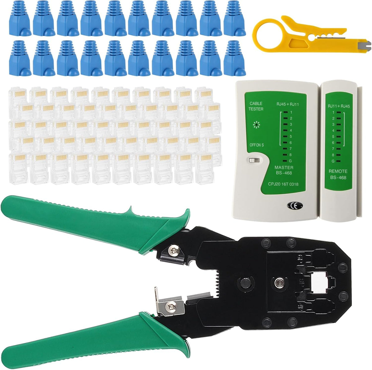 Pass Through Ethernet Crimper RJ45 Cable Plier and Crimp Tool Kit for 8P8C 6P4C 4P4C 4P2C