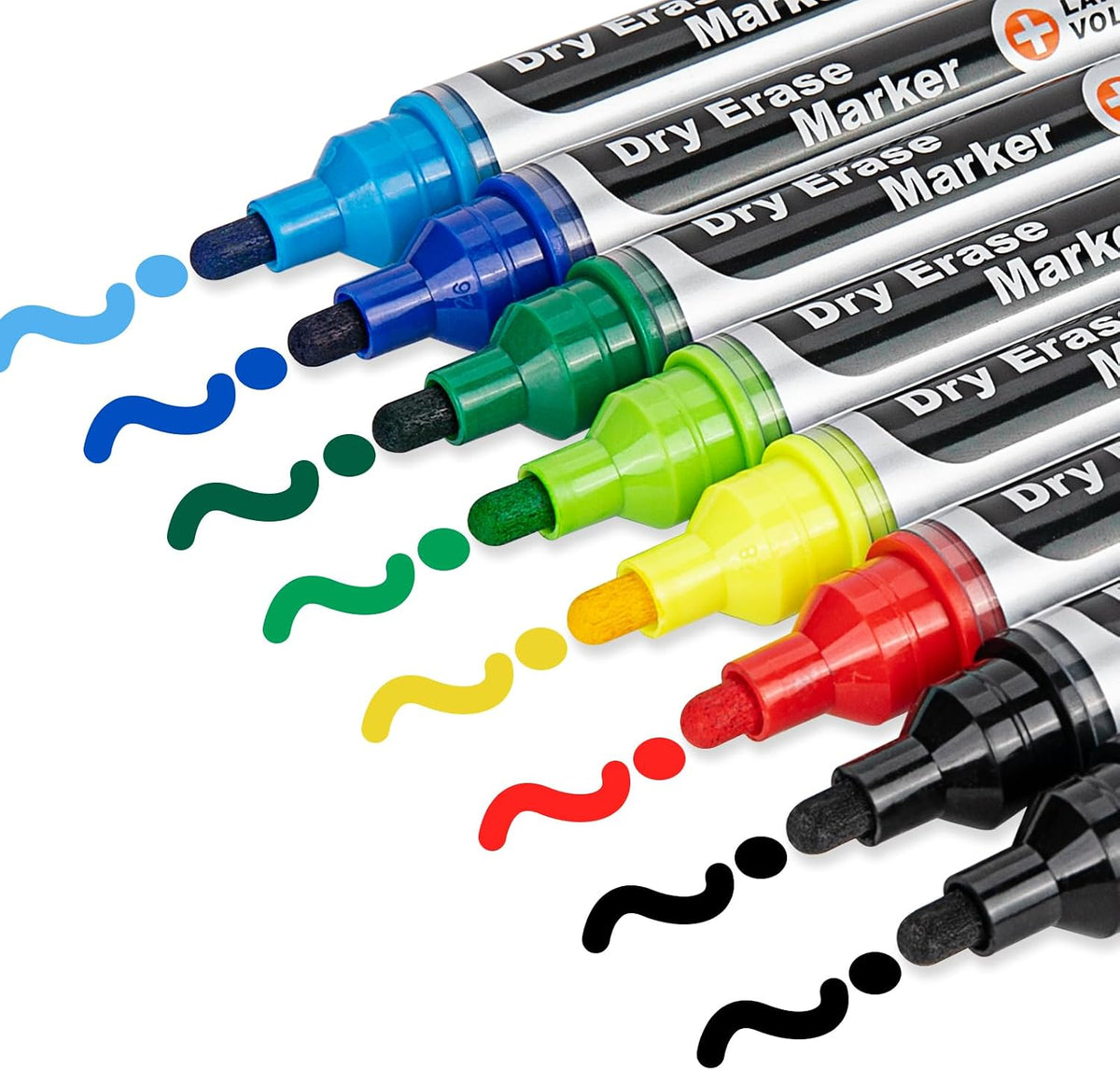 JOBONUS Glass Board Markers Erasable, Neon Dry Erase Markers for Whiteboard, Glass Board