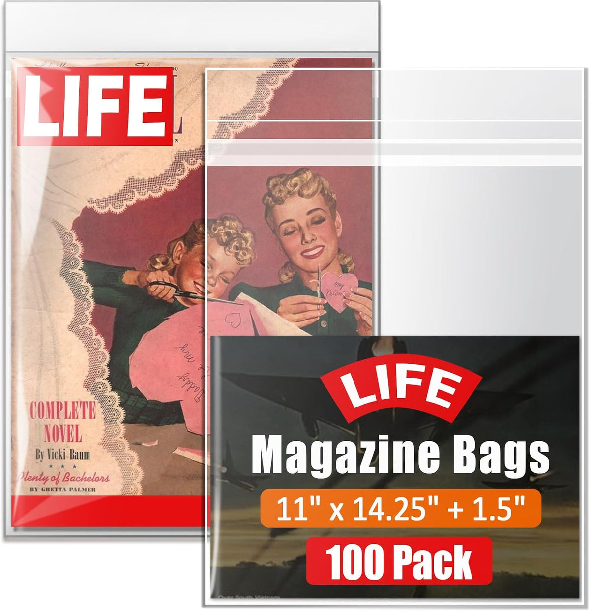 Protector Bag for Life Magazine Bags 100 Pack Crystal Clear, Acid-Free Archival Quality