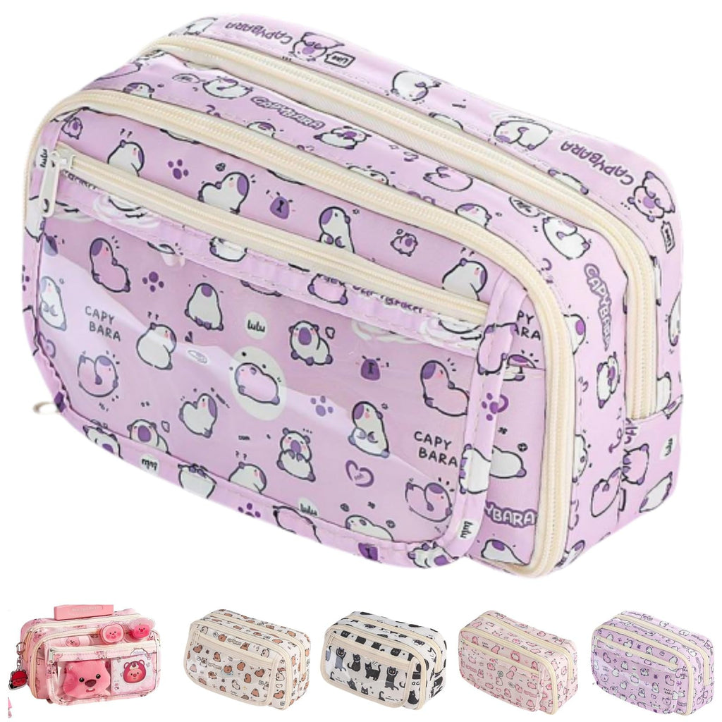 Cute Kawaii Pencil Case Pouch Cartoon Pen Box Holder Organizer for Office Workspace