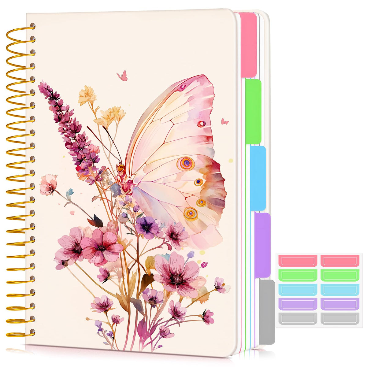 5 Subject Notebook College Ruled 240 Pages, A5(5.8"x8.3") Hardcover Spiral Notebook with
