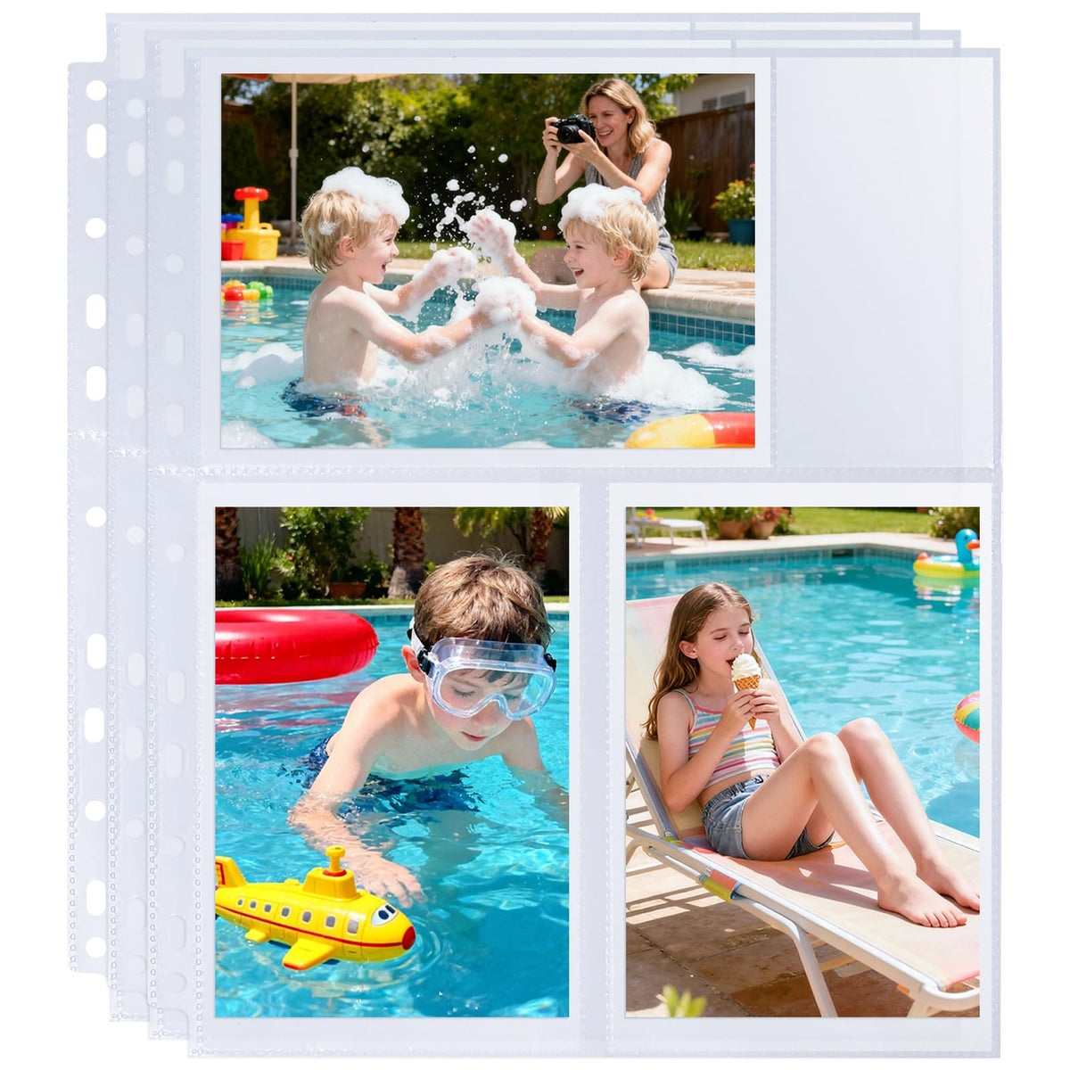 60 Pack 3.5x5 Album Refill Pages for 3 Ring Binder