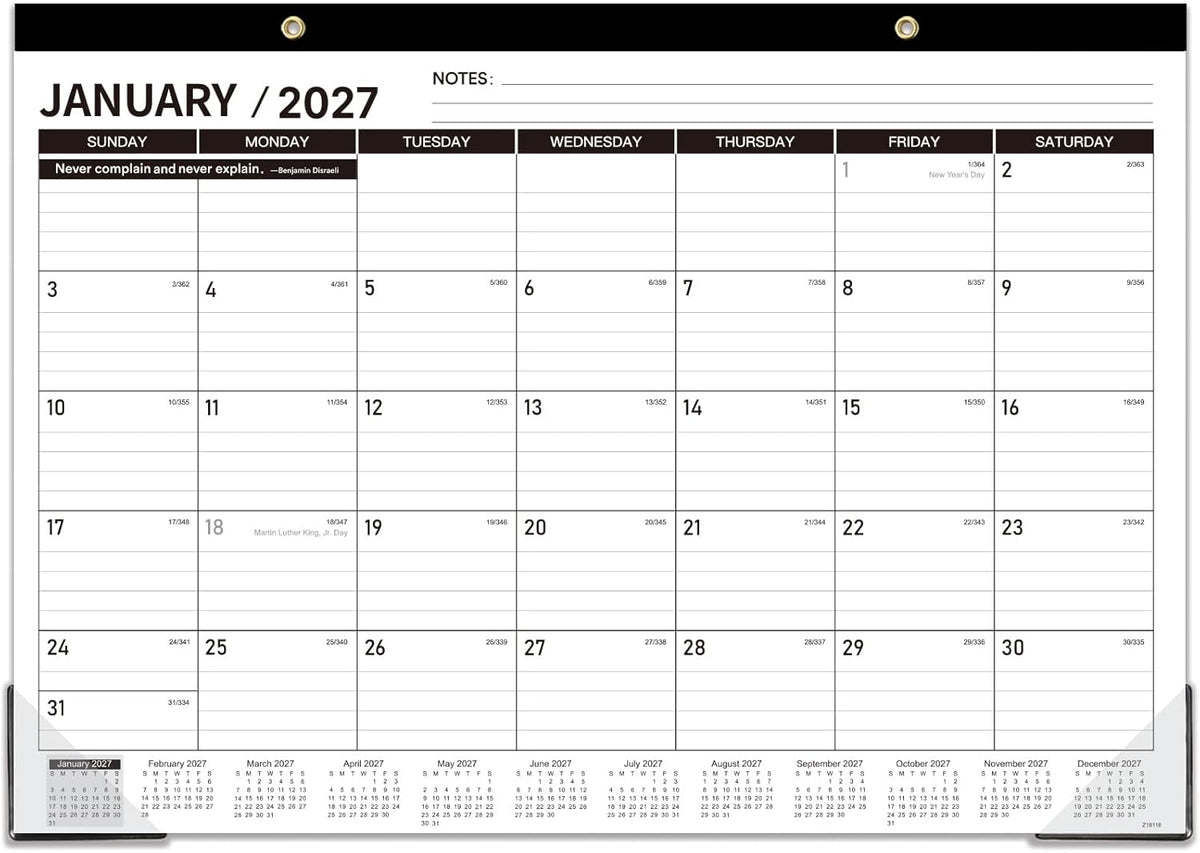 2027 Desk Calendar - JAN 2027 - DEC 2027, 12 Month Large Desk Calendar 2027