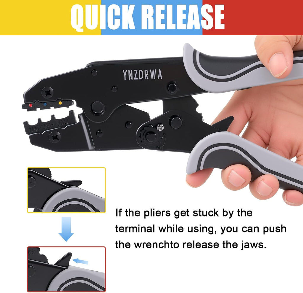 Crimping Tool for Heat Shrink Connectors, Ratcheting Wire Terminal Crimper
