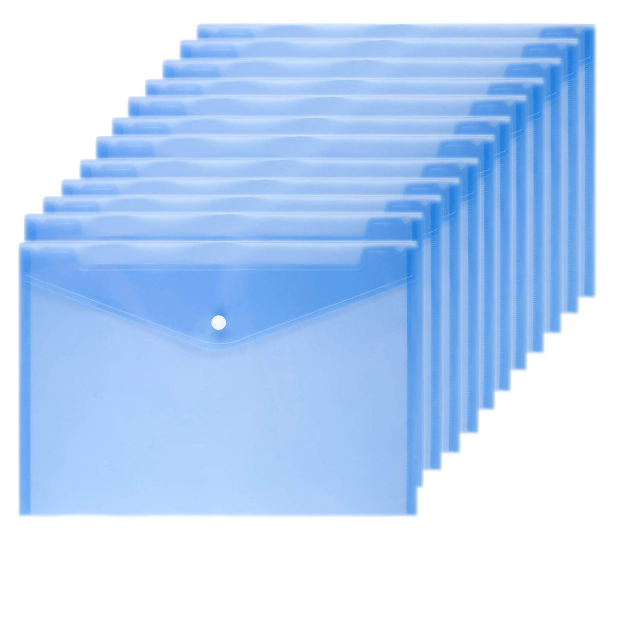 12 Poly Envelopes Snap Button Clear Document Folder A4 Size - Green