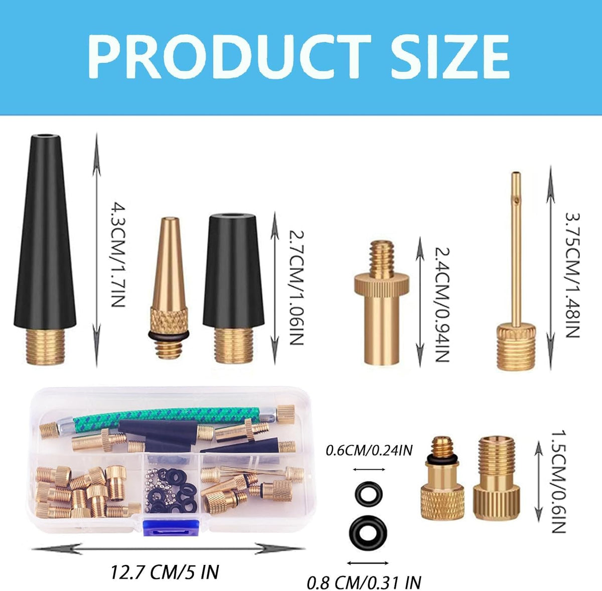 32 PCS Brass Ball Pump Needle Valve Adapter Set Bike Tire Pump Accessories for Gym