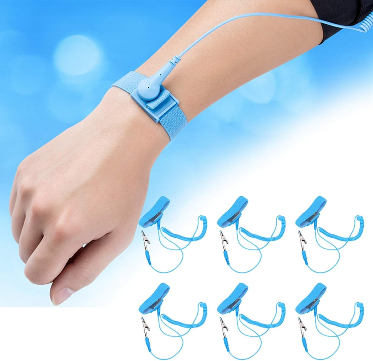 10Pcs PU Anti Static Wrist Strap, Adjustable Strap Anti Shock Wristband Bracelet