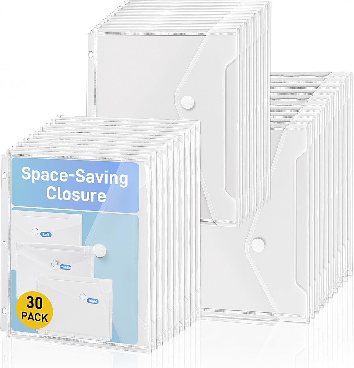 30 Pcak Binder Folders with Staggered Closures, Letter Size
