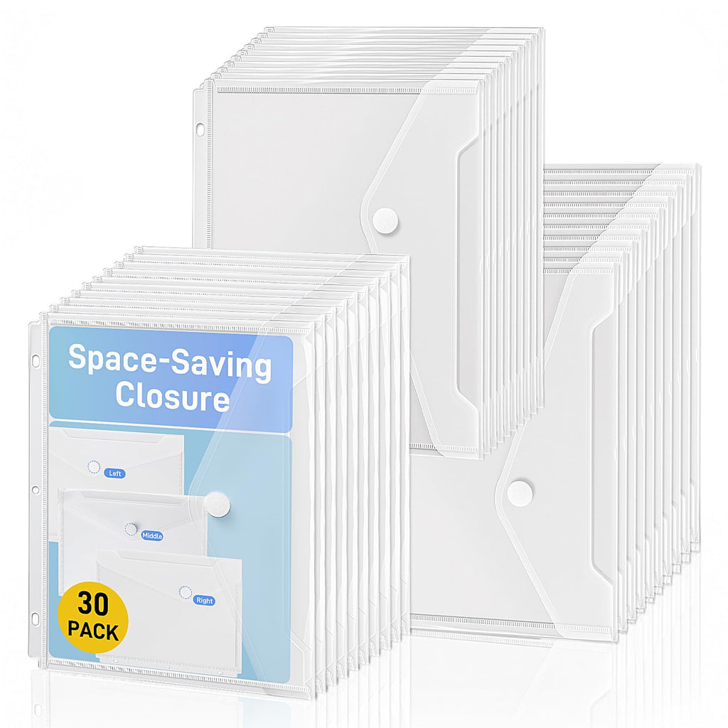 30 Pcak Binder Folders with Staggered Closures, Letter Size