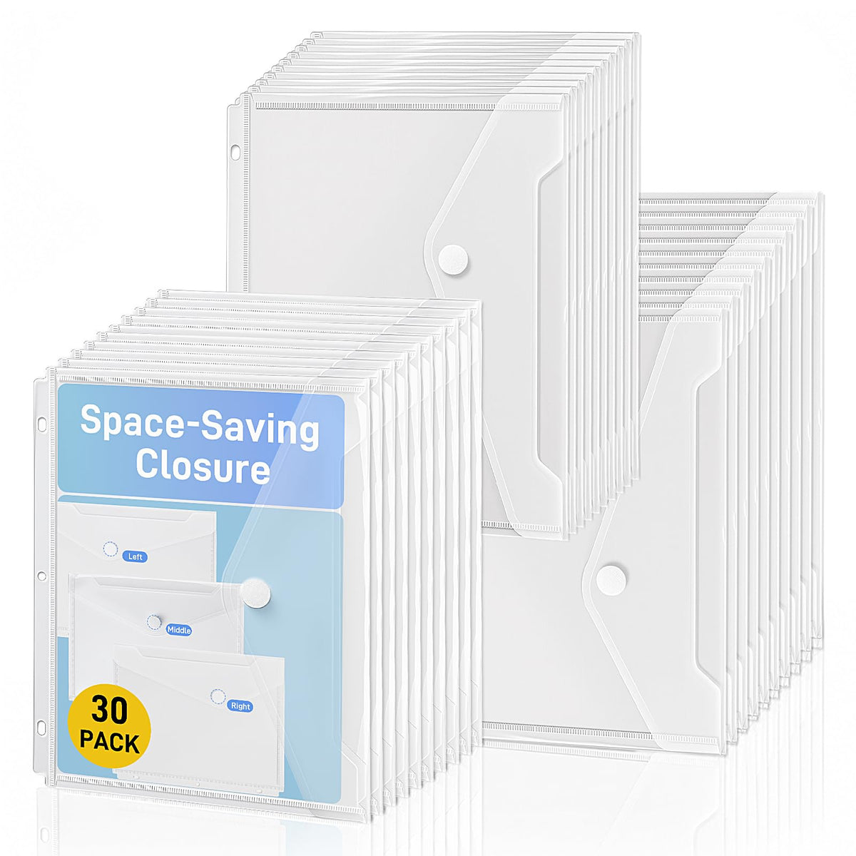 30 Pcak Binder Folders with Staggered Closures, Letter Size