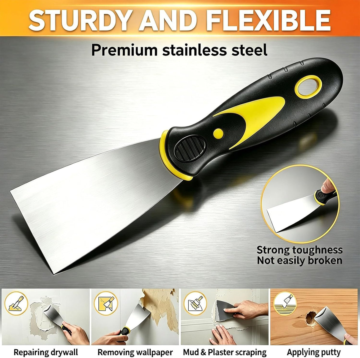 10Pcs Putty Knife Set, 2 Inch Stainless Steel Spackle Knives