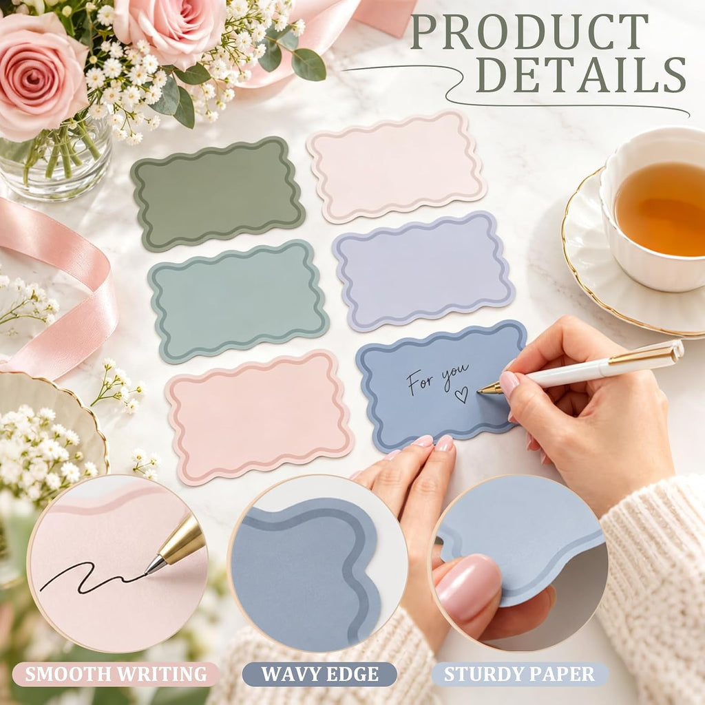 Whaline 120Pcs Muted Color Scalloped Index Cards, 3 x 5 Inch
