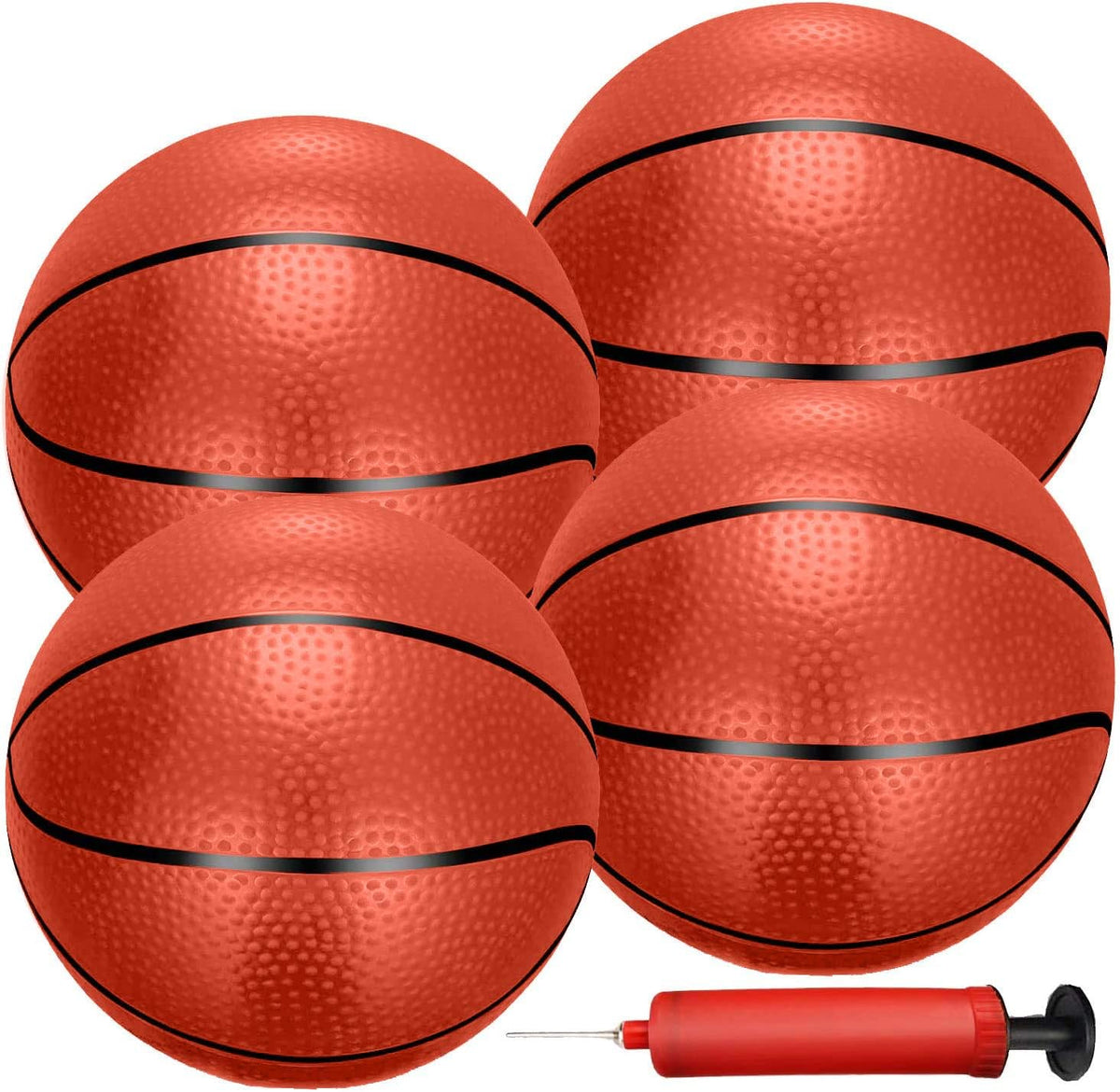 4 Pack Mini Basketballs for Mini Hoops, 6 Inch Inflatable PVC Basketball Balls with Pump