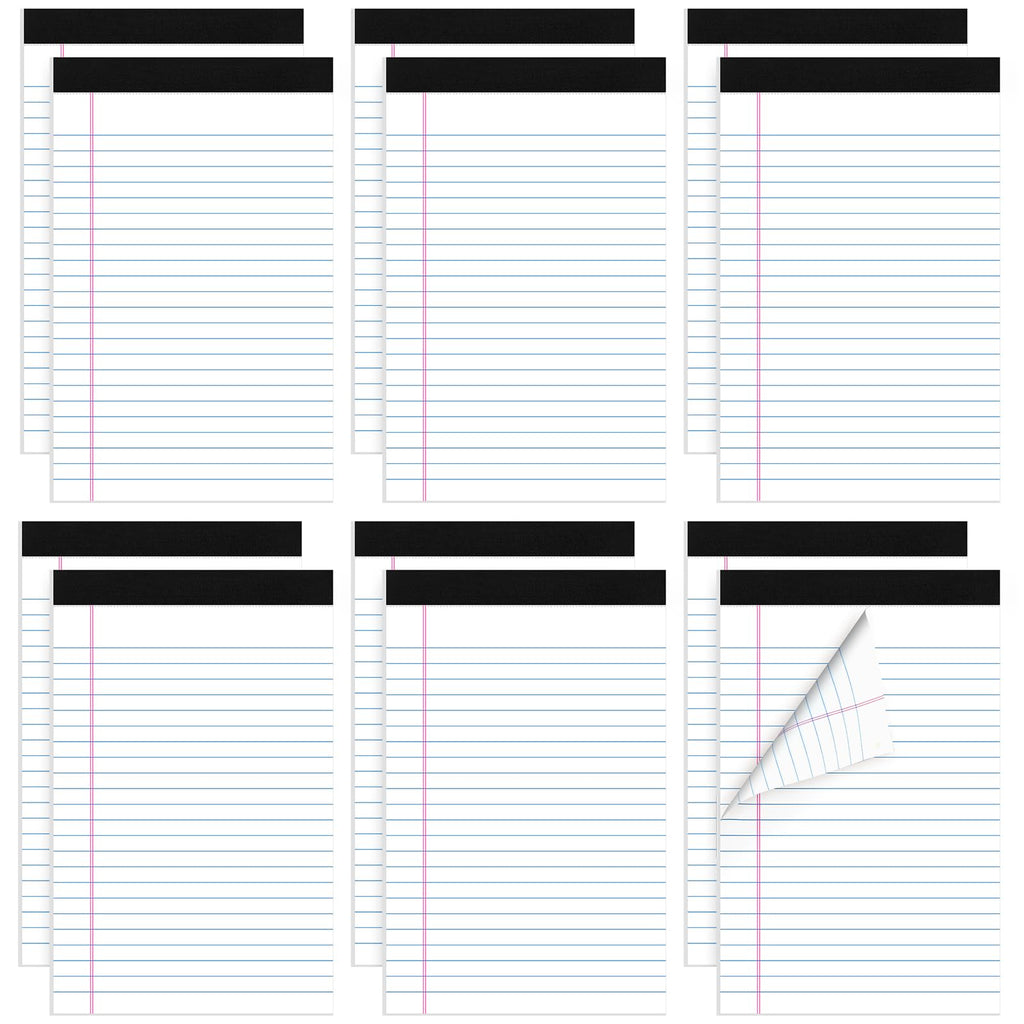 Thboxes 12 Pack 5x8 Legal Pads, College Ruled 6 Colors Totally 360 Sheets