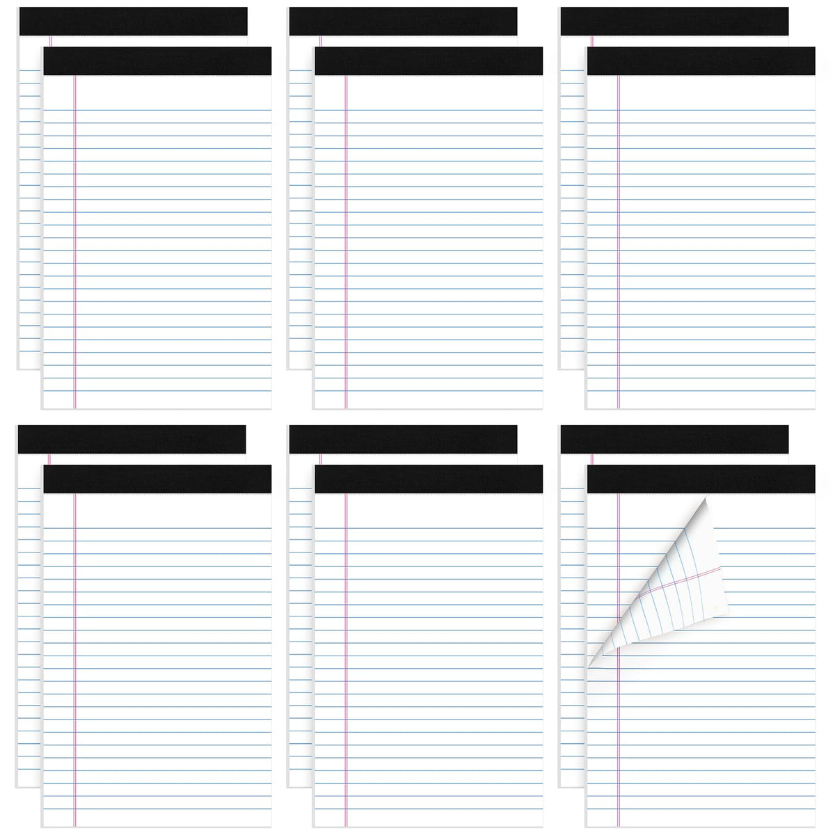 Thboxes 12 Pack 5x8 Legal Pads, College Ruled 6 Colors Totally 360 Sheets
