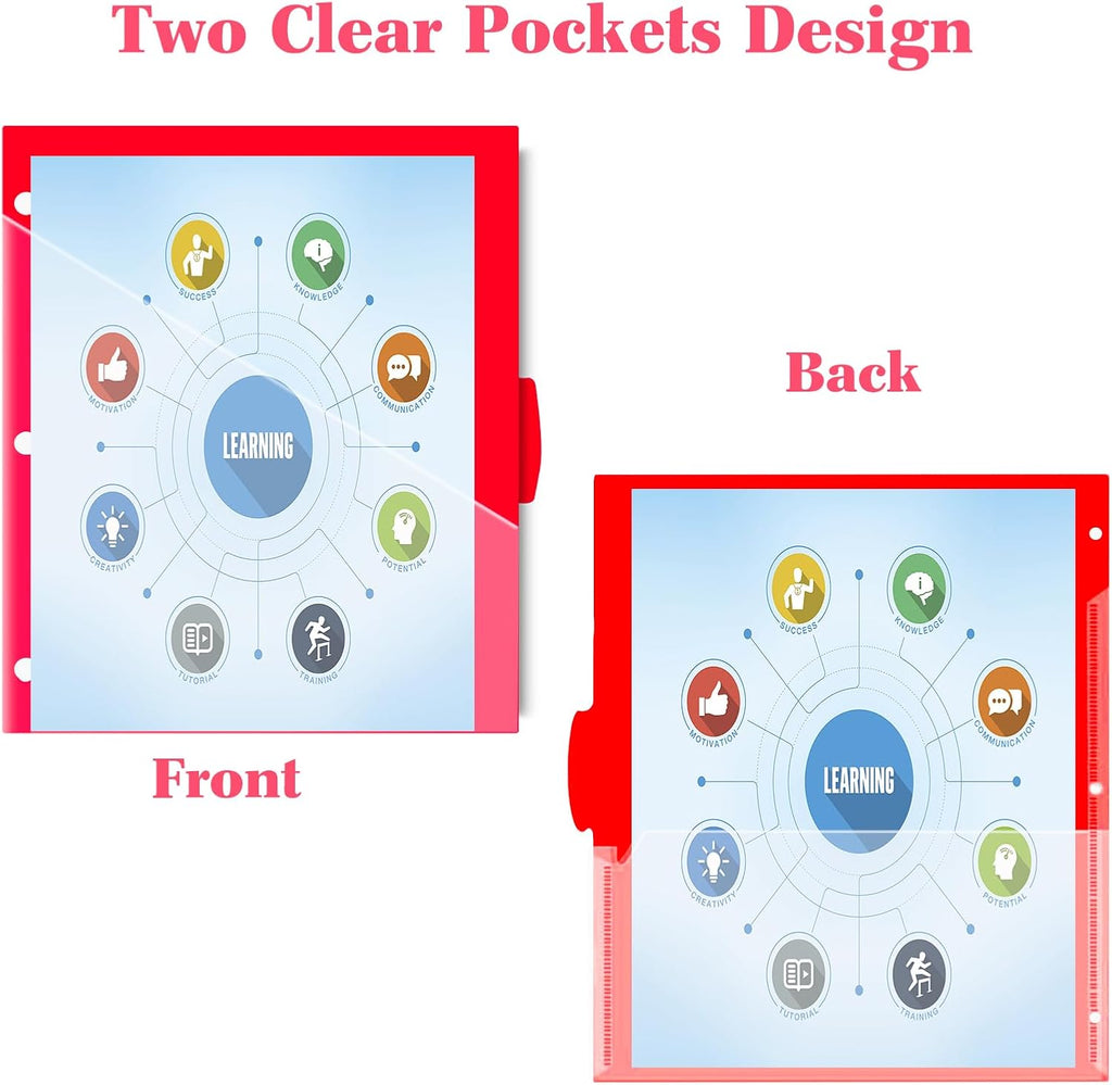 INFUN Plastic 5-Tab Binder Dividers with 2 Pockets - 3 Sets