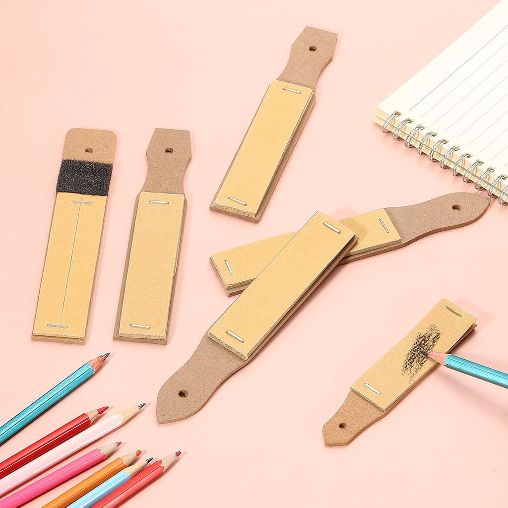 PATIKIL 12Pcs Sandpaper Pencil Sharpener Pencil Tool Charcoal Pointed&Brown