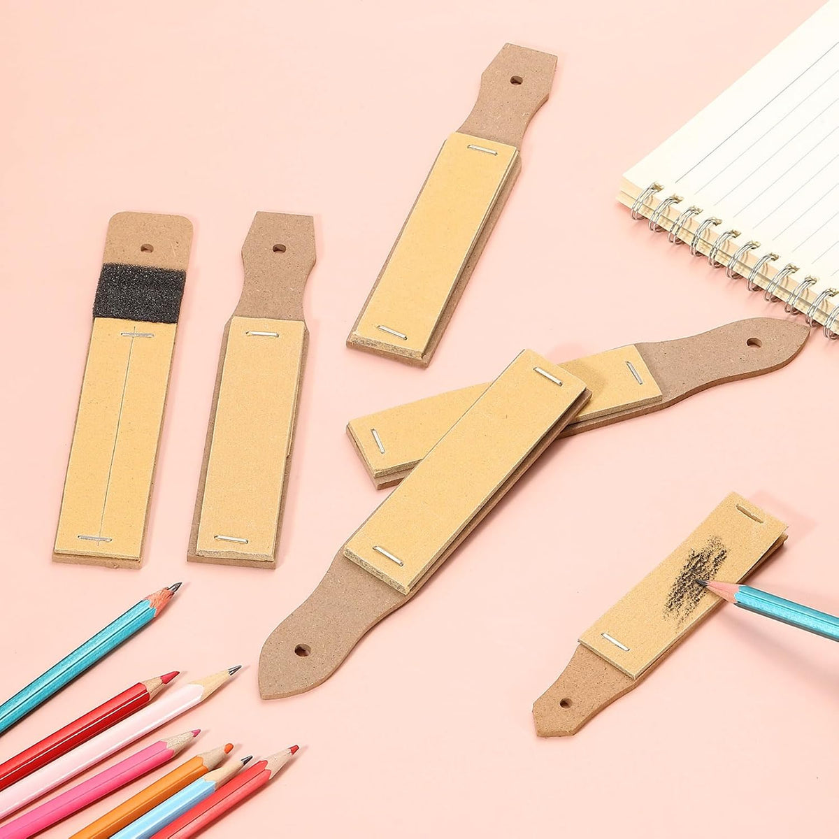 PATIKIL 12Pcs Sandpaper Pencil Sharpener Pencil Tool Charcoal Pointed&Brown