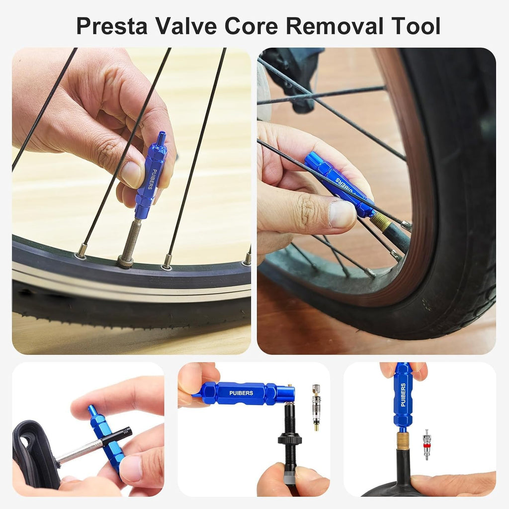 Tire Valve Stem Removal Tool Kit 3-Piece Set, Presta and Schrader Valve Core Removal