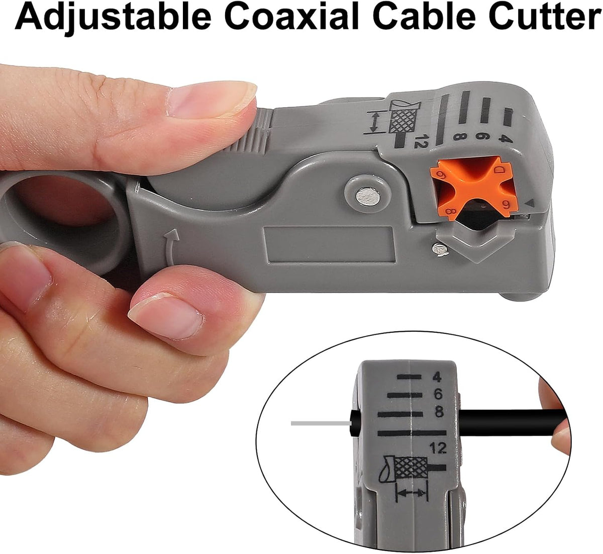 10Pcs F Type RG6 Compression Connectors Coaxial Cable Crimper Kit with Wire Stripper