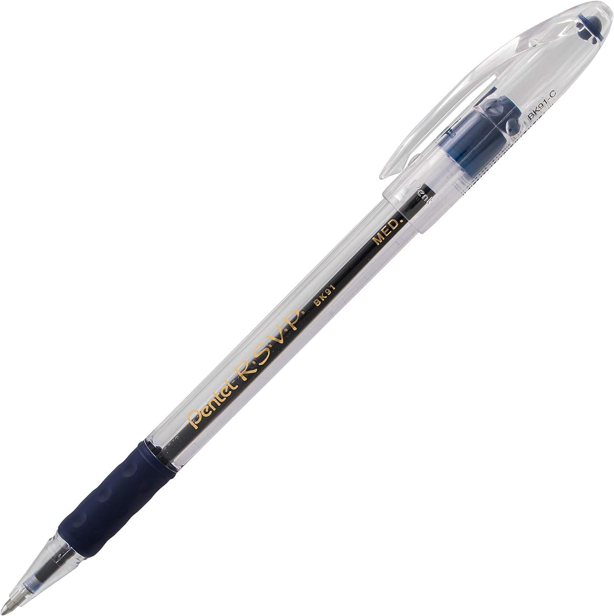Pentel RSVP Ballpoint Pen, (1.0mm), Medium Line, Blue Ink, 12 Pack (BK91PC12C)